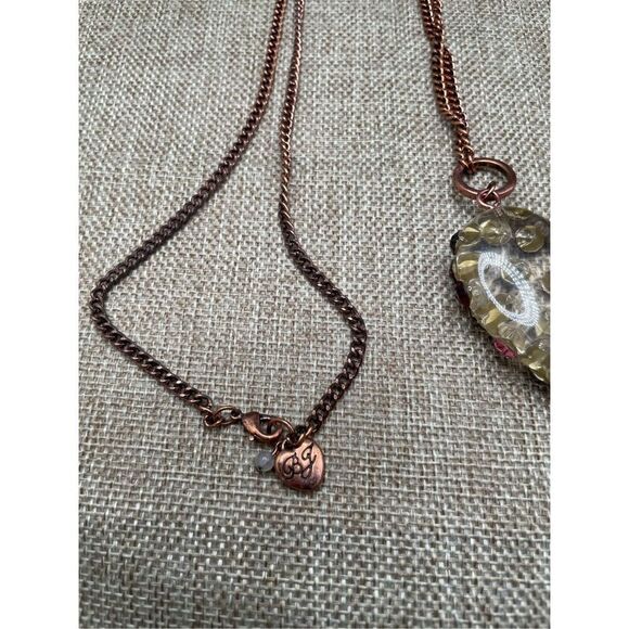 Betsey Johnson Lucite Crystal Puffed Heart Pendant Necklace 34" Valentines Gift - Picture 7 of 8